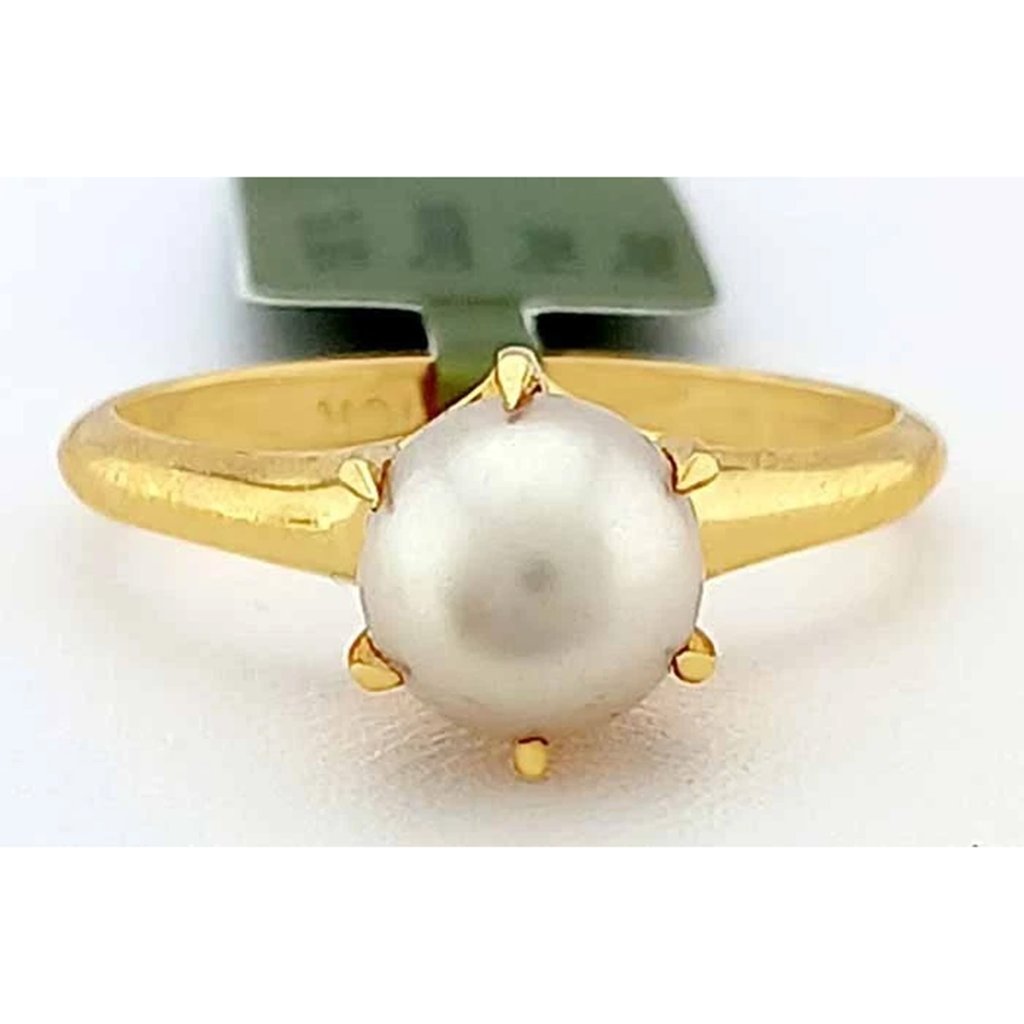 Genuine 7 Mm Pearl Ring 10k Yellow Gold